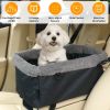 Small Dog Car Seat with Harness Center Console Pet Booster Seat Travel Car Seat with Side Pocket Cotton Velvet Cushion for Dogs Cats Up to 9LBS