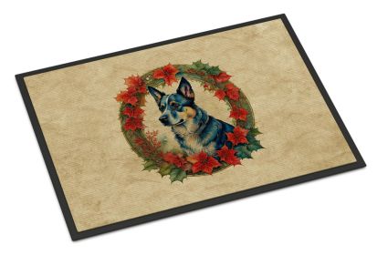 NEW Australian Cattle Dog Christmas Flowers Doormat Front Door Mat Indoor Outdoor Rugs for Entryway, Non Slip Washable Low Pile, 18H X 27W