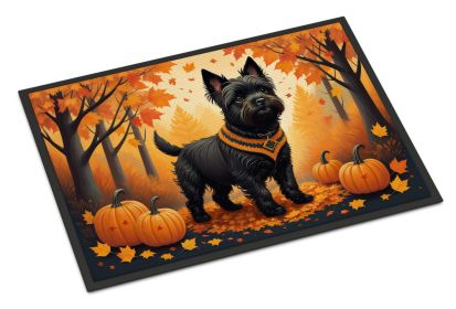 NEW Black Cairn Terrier Fall Doormat Front Door Mat Indoor Outdoor Rugs for Entryway, Non Slip Washable Low Pile, 18H X 27W