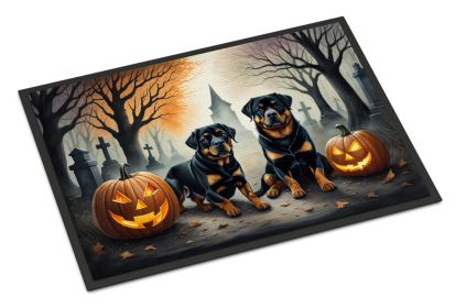 NEW Rottweiler Spooky Halloween Doormat Front Door Mat Indoor Outdoor Rugs for Entryway, Non Slip Washable Low Pile, 18H X 27W