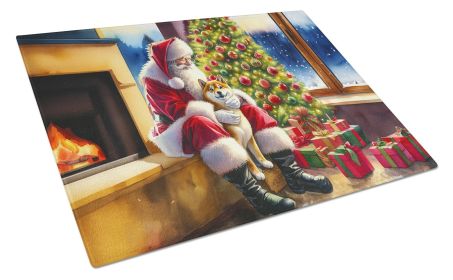 NEW Shiba Inu and Santa Claus Glass Cutting Board Decorative Tempered Glass Kitchen Cutting and Serving Board Large Size Chopping Board
