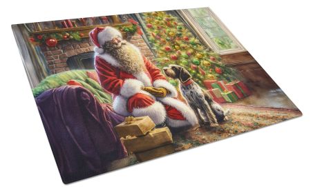 NEW Wirehaired Pointing Griffon and Santa Claus Glass Cutting Board Decorative Tempered Glass Kitchen Cutting and Serving Board Large Size Choppi