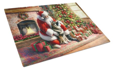 NEW Norwegian Elkhound and Santa Claus Glass Cutting Board Decorative Tempered Glass Kitchen Cutting and Serving Board Large Size Chopping Board