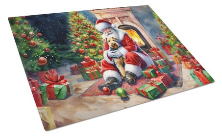 NEW Lakeland Terrier and Santa Claus Glass Cutting Board Decorative Tempered Glass Kitchen Cutting and Serving Board Large Size Chopping Board