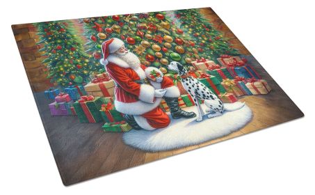 Dalmatian and Santa Claus Glass Cutting Board Decorative Tempered Glass Kitchen Cutting and Serving Board Large Size Chopping Board