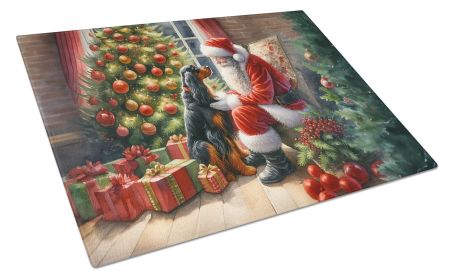 NEW Gordon Setter and Santa Claus Glass Cutting Board Decorative Tempered Glass Kitchen Cutting and Serving Board Large Size Chopping Board