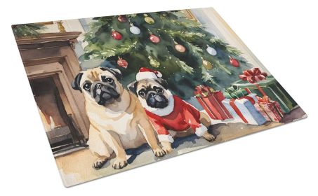 NEW Pug Cozy Christmas Glass Cutting Board Decorative Tempered Glass Kitchen Cutting and Serving Board Large Size Chopping Board