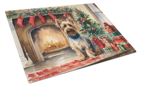 NEW Silky Terrier Cozy Christmas Glass Cutting Board Decorative Tempered Glass Kitchen Cutting and Serving Board Large Size Chopping Board