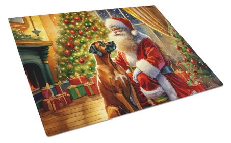 NEW Rhodesian Ridgeback and Santa Claus Glass Cutting Board Decorative Tempered Glass Kitchen Cutting and Serving Board Large Size Chopping Board