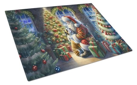 NEW English Bulldog and Santa Claus Glass Cutting Board Decorative Tempered Glass Kitchen Cutting and Serving Board Large Size Chopping Board