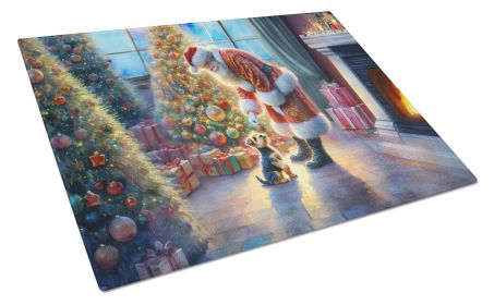 NEW Australian Terrier and Santa Claus Glass Cutting Board Decorative Tempered Glass Kitchen Cutting and Serving Board Large Size Chopping Board
