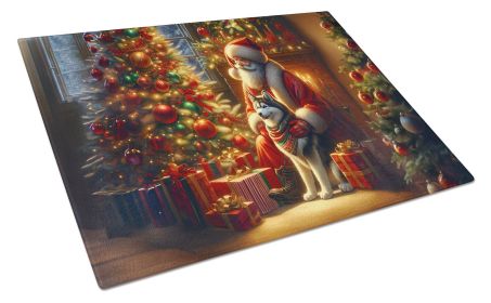NEW Siberian Husky and Santa Claus Glass Cutting Board Decorative Tempered Glass Kitchen Cutting and Serving Board Large Size Chopping Board