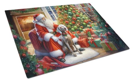 NEW Weimaraner and Santa Claus Glass Cutting Board Decorative Tempered Glass Kitchen Cutting and Serving Board Large Size Chopping Board