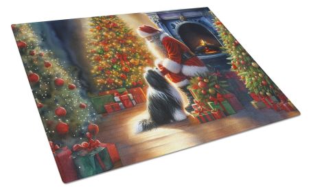 NEW Tibetan Terrier and Santa Claus Glass Cutting Board Decorative Tempered Glass Kitchen Cutting and Serving Board Large Size Chopping Board