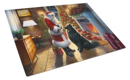 NEW Belgian Sheepdog and Santa Claus Glass Cutting Board Decorative Tempered Glass Kitchen Cutting and Serving Board Large Size Chopping Board