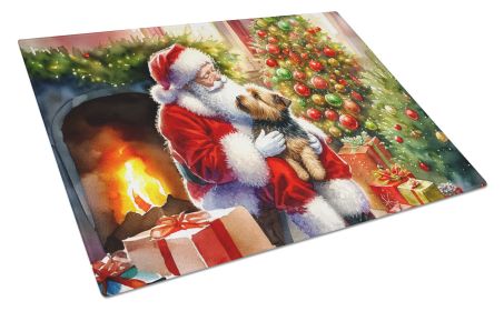 NEW Norfolk Terrier and Santa Claus Glass Cutting Board Decorative Tempered Glass Kitchen Cutting and Serving Board Large Size Chopping Board