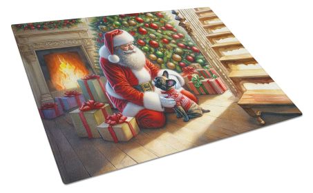 NEW French Bulldog and Santa Claus Glass Cutting Board Decorative Tempered Glass Kitchen Cutting and Serving Board Large Size Chopping Board