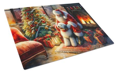 NEW Old English Sheepdog and Santa Claus Glass Cutting Board Decorative Tempered Glass Kitchen Cutting and Serving Board Large Size Chopping Boar