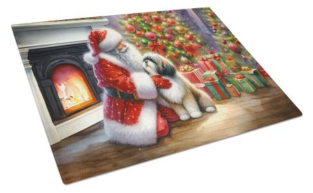 NEW Lhasa Apso and Santa Claus Glass Cutting Board Decorative Tempered Glass Kitchen Cutting and Serving Board Large Size Chopping Board