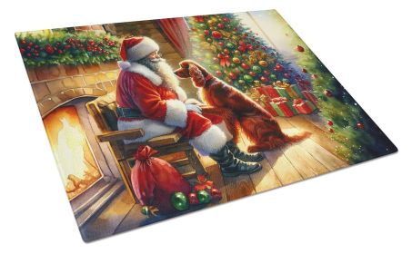 NEW Irish Setter and Santa Claus Glass Cutting Board Decorative Tempered Glass Kitchen Cutting and Serving Board Large Size Chopping Board