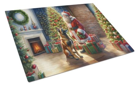 NEW Belgian Malinois and Santa Claus Glass Cutting Board Decorative Tempered Glass Kitchen Cutting and Serving Board Large Size Chopping Board