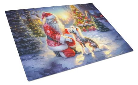 NEW Chinese Crested and Santa Claus Glass Cutting Board Decorative Tempered Glass Kitchen Cutting and Serving Board Large Size Chopping Board