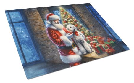 NEW Bedlington Terrier and Santa Claus Glass Cutting Board Decorative Tempered Glass Kitchen Cutting and Serving Board Large Size Chopping Board