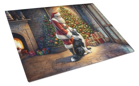 NEW Border Collie and Santa Claus Glass Cutting Board Decorative Tempered Glass Kitchen Cutting and Serving Board Large Size Chopping Board