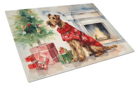 NEW Irish Terrier Cozy Christmas Glass Cutting Board Decorative Tempered Glass Kitchen Cutting and Serving Board Large Size Chopping Board