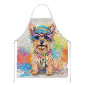 Yorkshire Terrier Hippie Dawg Apron Cooking Kitchen Server Baking Crafts Gardening for Adult Women Men, Unisex, Large, Multicolor