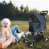 4 Wheels Pet Stroller Foldable Carrier Strolling Cart Travel Jogger Pet Stroller with Removable Liner Storage Basket for Dog Cat