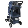 4 Wheels Pet Stroller Foldable Carrier Strolling Cart Travel Jogger Pet Stroller with Removable Liner Storage Basket for Dog Cat