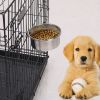 Stainless Steel Dog Bowl Pets Hanging Food Bowl Detachable Pet Cage Food Water Bowl with Clamp Holder