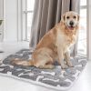 Dog Bed Mat Comfortable Flannel Dog Crate Pad Reversible Cushion Carpet Machine Washable Pet Bed Liner with Bone Patterns Dual-Side Usage for M/L/XL D