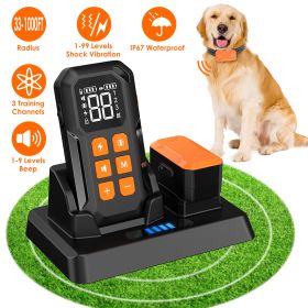2 In 1 Wireless Electric Dog Fence With Training Collar IP67 Waterproof Pet Beep Vibration Shock Boundary Containment System for Small Medium Large Do (Option: 2Collar)