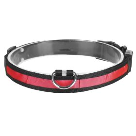 LED Dog Collar USB Rechargeable Adjustable Dog Safety Collar Night Safety Flashing Luminous Light up Collar (Option: M_Red)