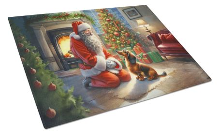 NEW Dachshund and Santa Claus Glass Cutting Board Decorative Tempered Glass Kitchen Cutting and Serving Board Large Size Chopping Board (Default: Default)