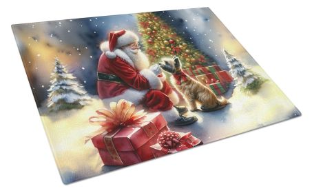 NEW Cairn Terrier and Santa Claus Glass Cutting Board Decorative Tempered Glass Kitchen Cutting and Serving Board Large Size Chopping Board (Default: Default)
