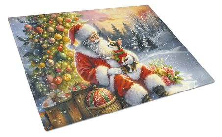 NEW Chihuahua and Santa Claus Glass Cutting Board Decorative Tempered Glass Kitchen Cutting and Serving Board Large Size Chopping Board (Default: Default)