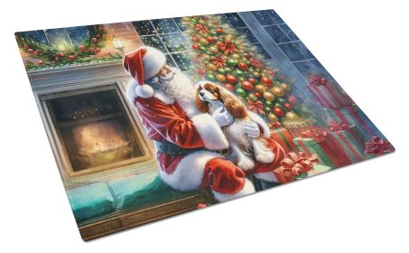 NEW Cavalier Spaniel and Santa Claus Glass Cutting Board Decorative Tempered Glass Kitchen Cutting and Serving Board Large Size Chopping Board (Default: Default)