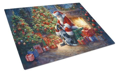 NEW Bluetick Hound and Santa Claus Glass Cutting Board Decorative Tempered Glass Kitchen Cutting and Serving Board Large Size Chopping Board (Default: Default)