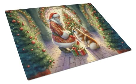 NEW Finnish Spitz and Santa Claus Glass Cutting Board Decorative Tempered Glass Kitchen Cutting and Serving Board Large Size Chopping Board (Default: Default)