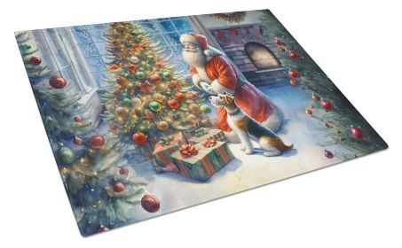 NEW Fox Terrier and Santa Claus Glass Cutting Board Decorative Tempered Glass Kitchen Cutting and Serving Board Large Size Chopping Board (Default: Default)