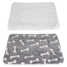 Dog Bed Mat Comfortable Flannel Dog Crate Pad Reversible Cushion Carpet Machine Washable Pet Bed Liner with Bone Patterns Dual-Side Usage for M/L/XL D (Option: Grey_XL)