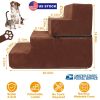 Dog Stairs Pet Step For Bed Couch Sofa Car 4 Steps Soft Foam Detachable Dogs Cats Climb Ladder